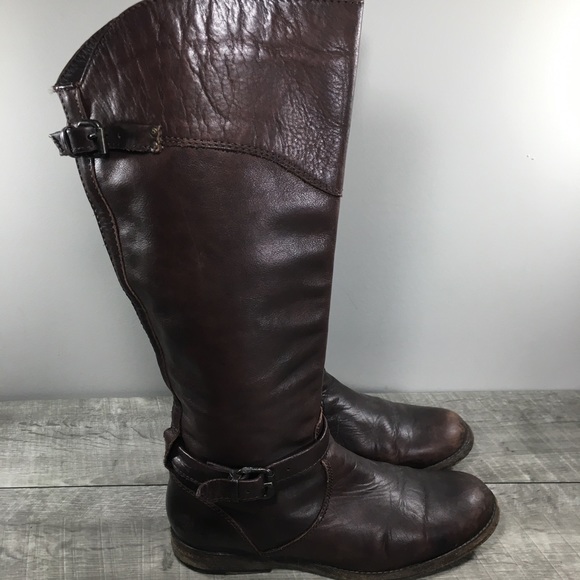 Frye 76844 Phillip Riding Women's Knee High Brown Leather Pull On Boots Size 8.5 - Picture 3 of 11